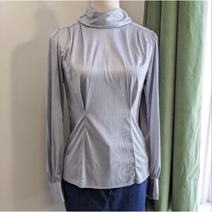 Vintage 70s Gray Turtleneck Top S/M Minimalist Retro Pullover Long Sleeve